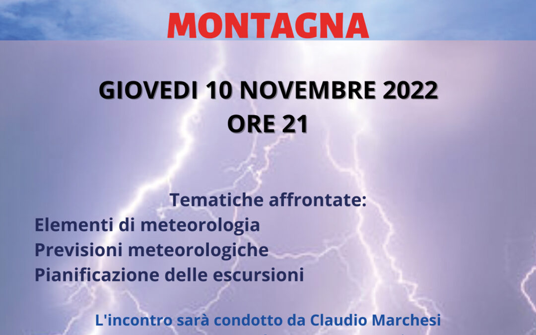 La Meteorologia per la Frequentazione della Montagna