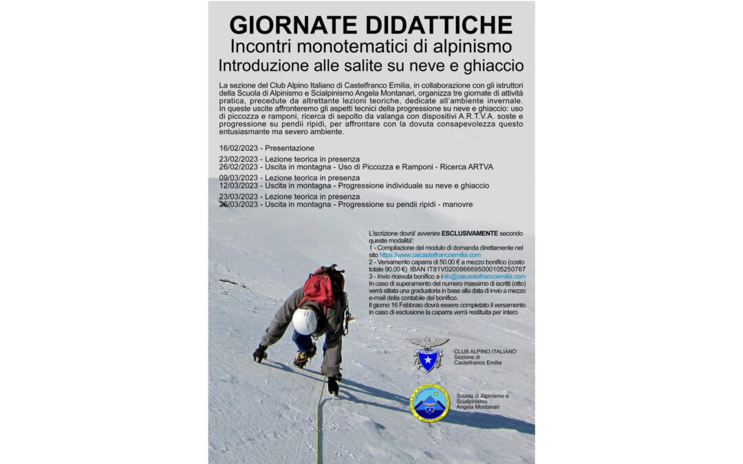 Giornate Didattiche – Incontri monotematici di Alpinismo – Neve e Ghiaccio 2023